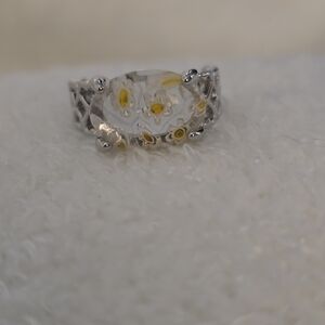 Elegant Silver Millie Fiori Women's Ring Size 7